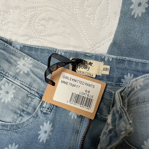 NWT Mini Molly Floral Denim Jeans Size 6-8 - Picture 5 of 11